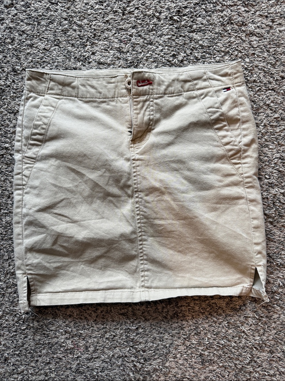 Tommy Hilfiger Neutral Beige Cotton Mini Skirt